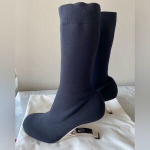 NIB Alexander McQueen Black Ankle Boots with Silver Heel